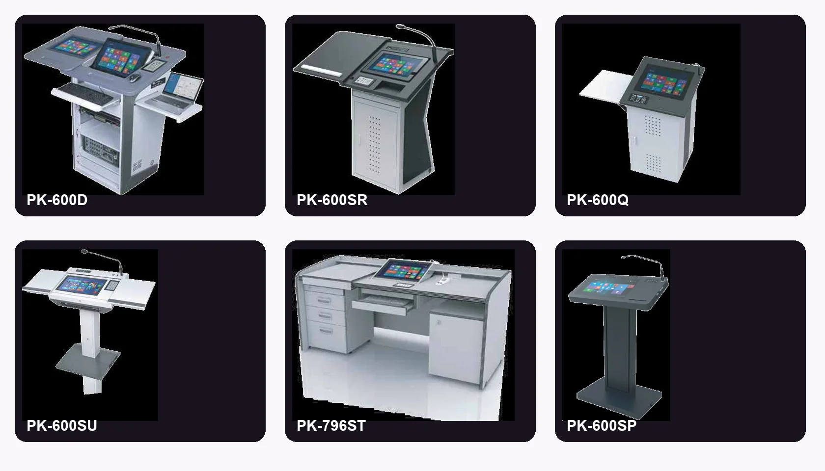 Six documented EduServs digital podium models